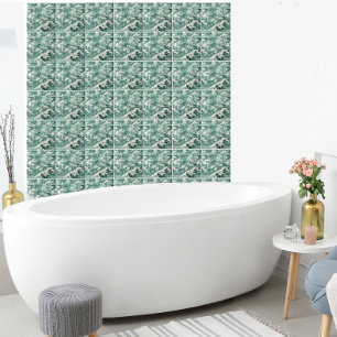 Carreau Motif de vagues de l'océan japonais Aqua