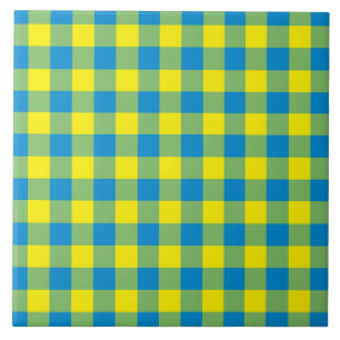 Carreau Motif de vérification de la plaid bleu jaune vert