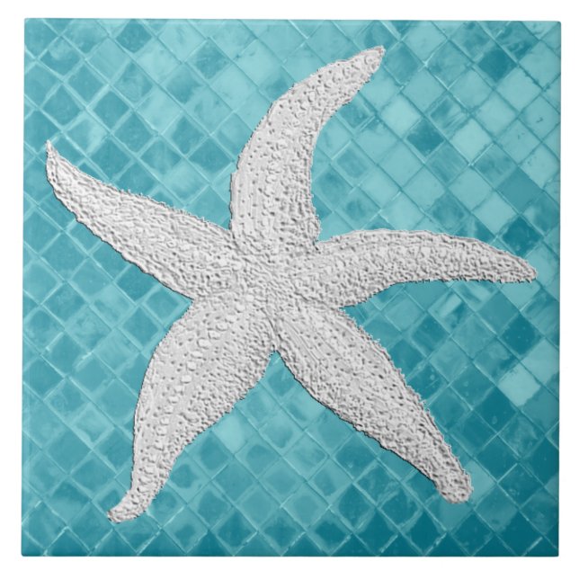 Carreau Motif de verre de mer Aqua (Devant)