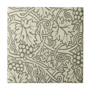 Carreau Motif de vigne de raisin gris vert de William Morr
