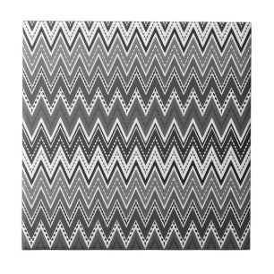 Carreau Motif de zigzag géométrique noir et blanc