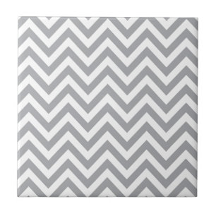 Carreau Motif de zigzag gris et blanc de Chevron