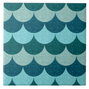 Carreau Motif d'écailles de sirène pailletées bleues
