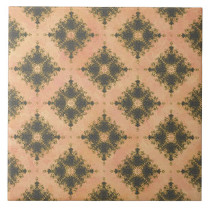 Carreau Motif d'éclatement de diamant rose, brun et bronze