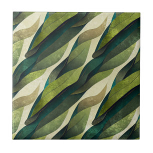 Carreau Motif Déco Abstrait d'Olive Verte Minimal
