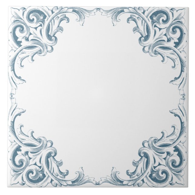 Carreau Motif décoratif bleu méditerranéen (Devant)