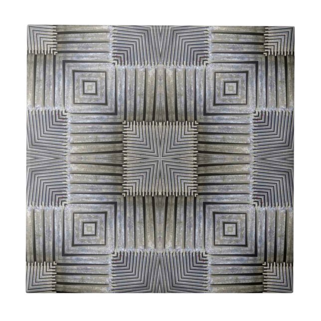 Carreau Motif décoratif Carré rétro en argent métallique (Devant)