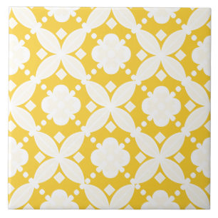 Carreau Motif décoratif jaune et blanc gai