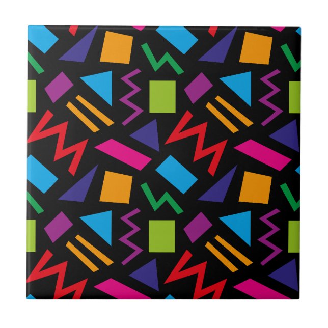 Carreau Motif des années 80 tendance Noir (Devant)
