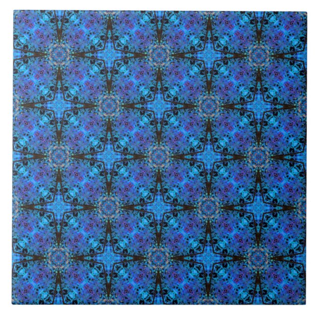 Carreau Motif des étoiles marocaines noires, violettes et  (Devant)