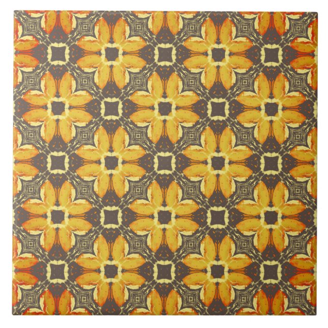 Carreau Motif des fleurs de Hipster jaune, gris et taupe (Devant)