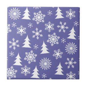 Carreau Motif des flocons de neige et des pins