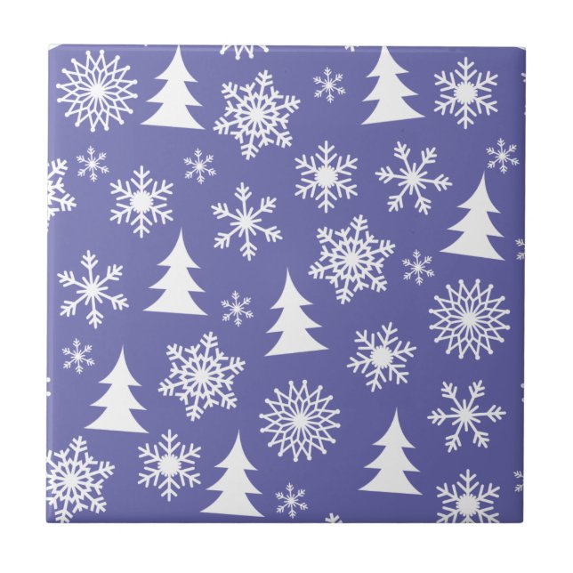Carreau Motif des flocons de neige et des pins (Devant)