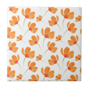 Carreau Motif des Poppies d'aquarelle orange