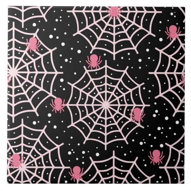 Carreau Motif des toiles d'Halloween et araignées (Devant)