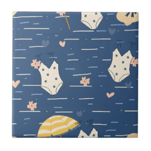 Carreau Motif d'essentiels de plage d'été (5)
