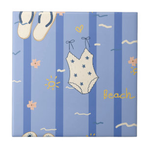 Carreau Motif d'essentiels de plage d'été (6)