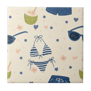 Carreau Motif d'essentiels de plage d'été (9)