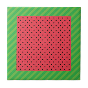 Carreau Motif d'été rose et vert pastèque
