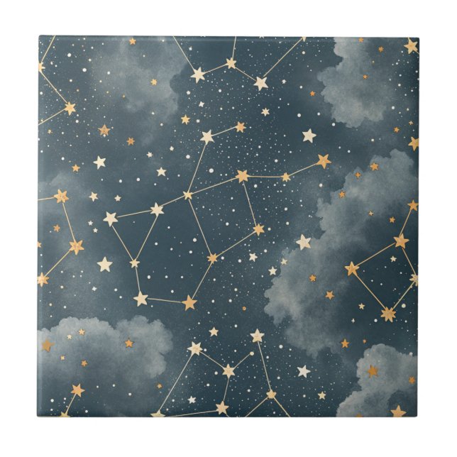 Carreau Motif d'étoile de constellation céleste (5) (Devant)
