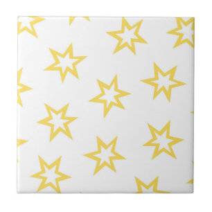 Carreau Motif d'étoiles géométriques blanches jaunes