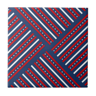 Carreau motif d'étoiles patriotiques rouges bleues