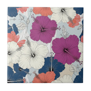 Carreau Motif d'Hibiscus Tropical Côtier (15)