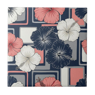 Carreau Motif d'Hibiscus Tropical Côtier (4)