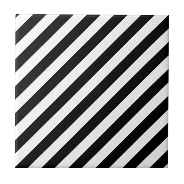 Carreau Motif diagonal noir et blanc de rayures (Devant)