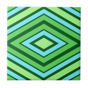 Carreau Motif diamant de milieu de siècle vert jade et aqu