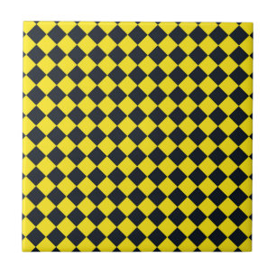 Carreau Motif diamant jaune de damier noir