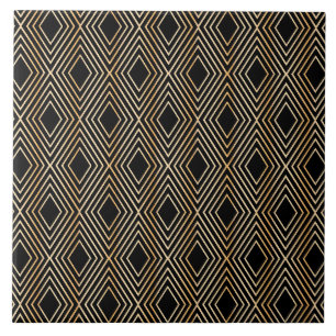 Carreau Motif Diamant noir et or