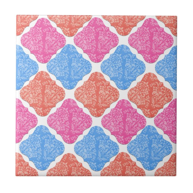 Carreau Motif Diamants Patchwork Orné (Devant)
