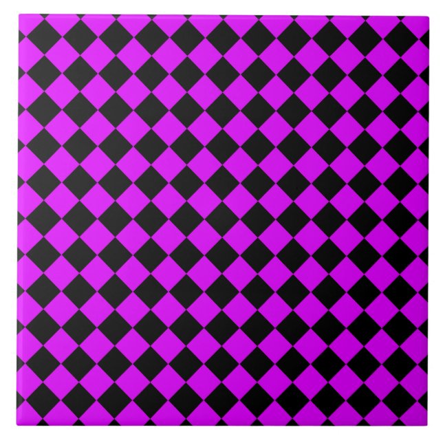 Carreau Motif Diamond de damier noir violet (Devant)