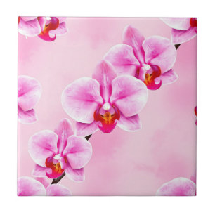 Carreau Motif d'orchidée rose Fleurs tropicales Pastel dou