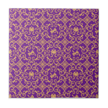 Motif doré avec tuile en céramique violette Arrièr