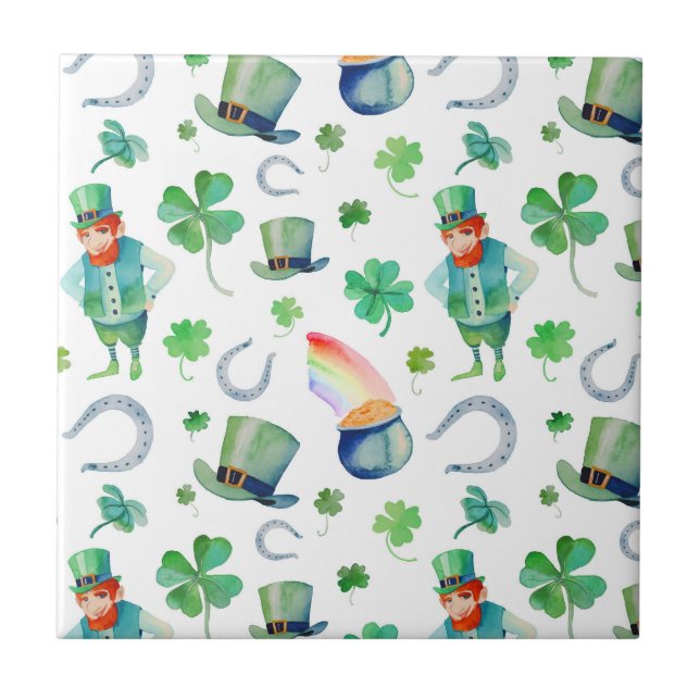 Carreau Motif du jour de St Patrick d'aquarelle (Devant)