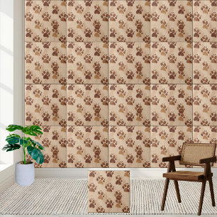 Carreau Motif Empreinte de patte Brown