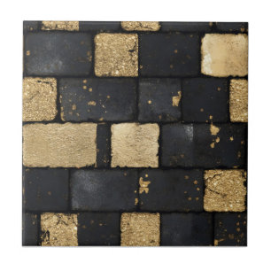 Carreau Motif en briques noir et or