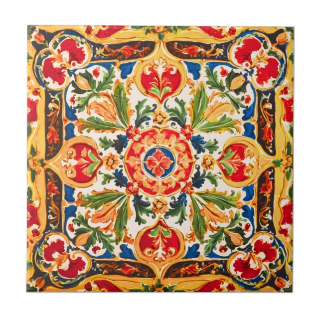 Carreau Motif en céramique sicilienne (Devant)