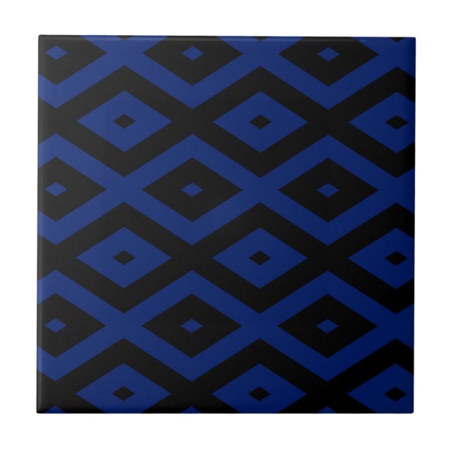 Carreau Motif en diamant bleu et noir (Devant)