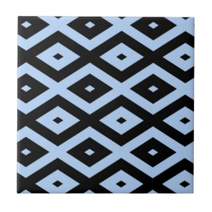 Carreau Motif en diamant bleu pâle et noir