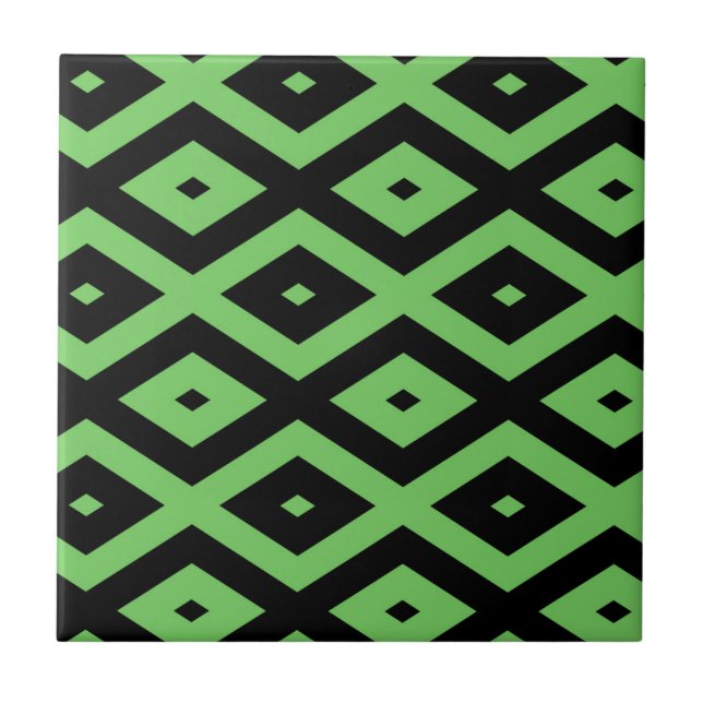 Carreau Motif en diamant vert citron et noir (Devant)