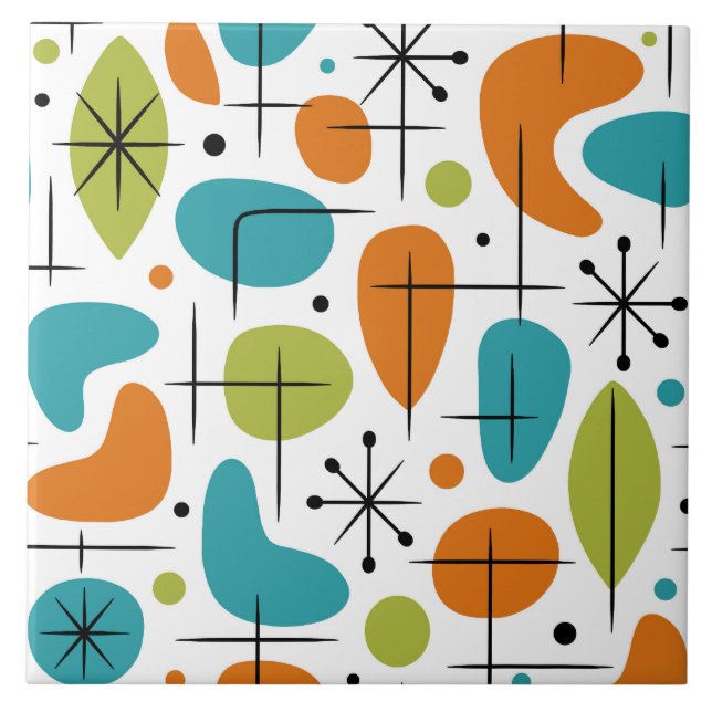 Carreau Motif en étoile éclatée de style Mid Century Moder (Devant)