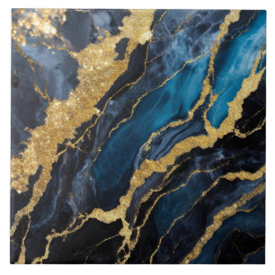 Carreau Motif en marbre bleu avec or
