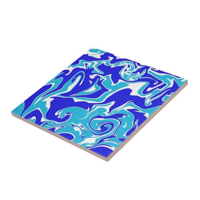 Carreau Motif en marbre bleu et blanc Abstrait  (Côté)