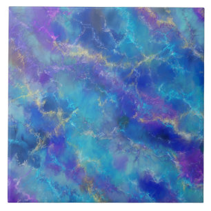 Carreau Motif en marbre bleu, violet et or sophistiqué