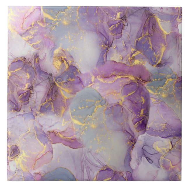 Carreau Motif en marbre Pastel Lilac, Parties scintillant  (Devant)