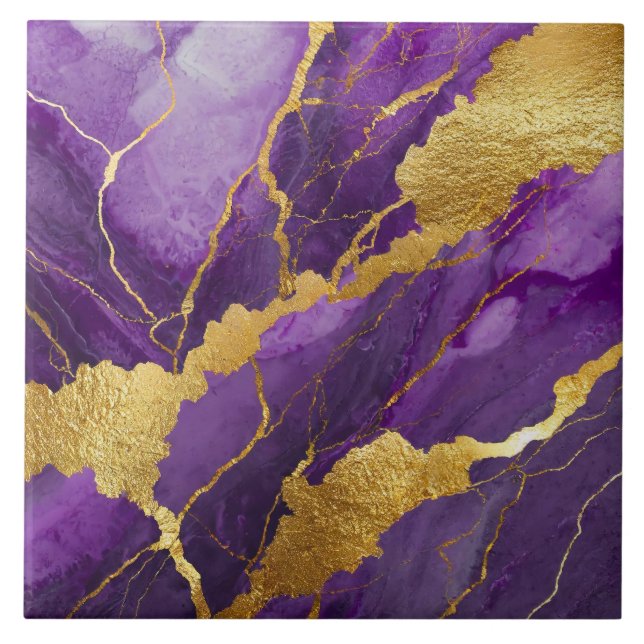 Carreau Motif en marbre violet avec or (Devant)