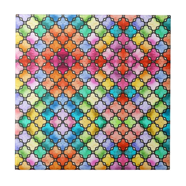 Carreau Motif en mosaïque arc-en-ciel (Devant)